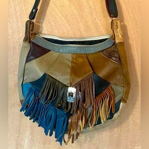 Vintage Patchwork Fringe Shoulder Bag